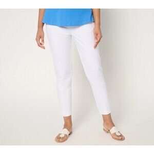 Isaac Mizrahi Live Petite 24/7 Stretch Icon Ankle Pants Sz 14P White Minimalist